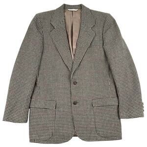Vintage Perry Ellis 100% Scottish Wool Houndstooth Tweed Blazer 38 Made in USA